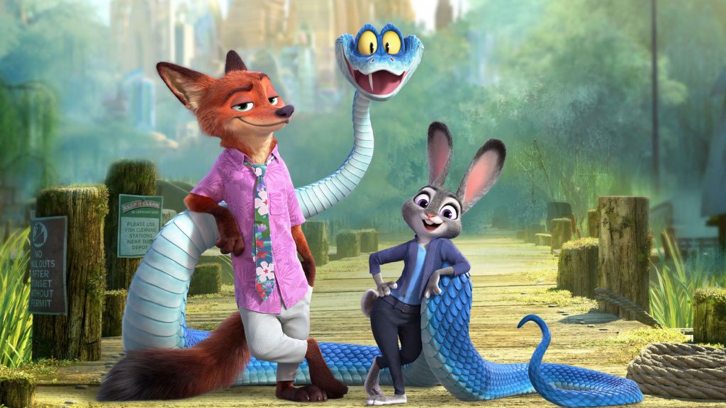 Nick, Judy, and Gary posing together in Zootopia 2