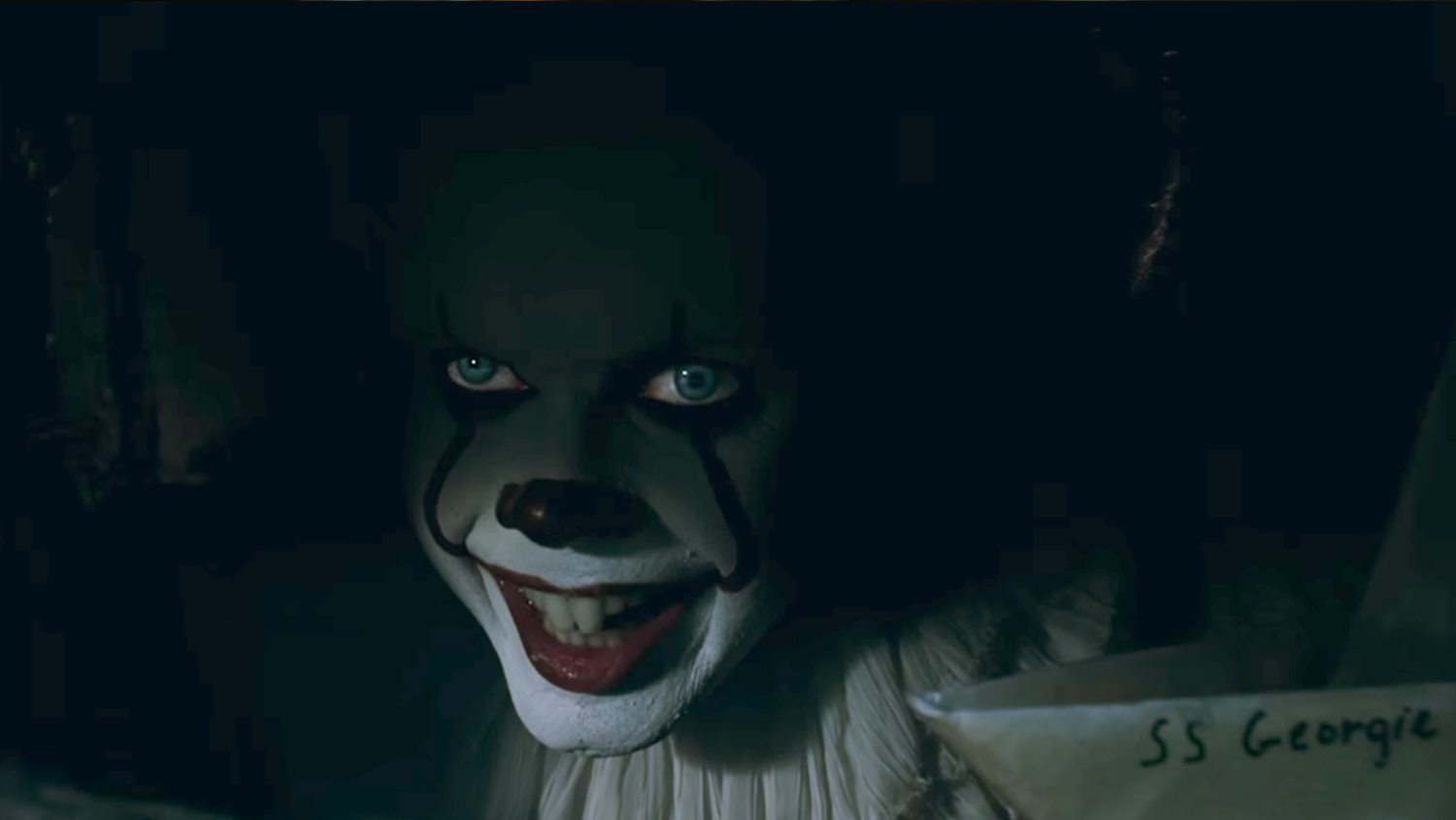 Bill Skarsgård as Pennywise in a still from It