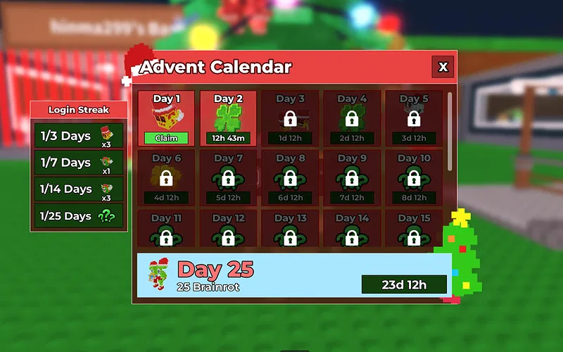 Advent Calendar rewards chart
