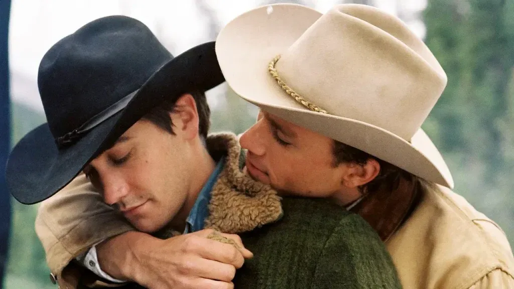 Jake Gyllenhaal and Heath Ledger in a still from Brokeback Mountain
