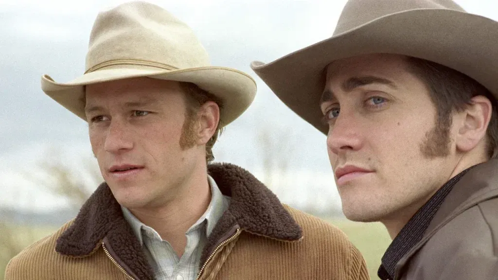 Jake Gyllenhaal and Heath Ledger in a still from Brokeback Mountain
