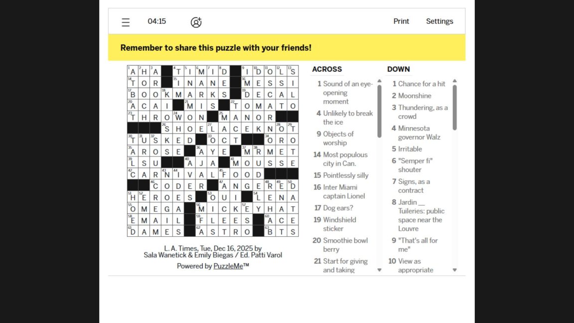 TIMES CROSSWORD SOLUTIONS visual data 5
