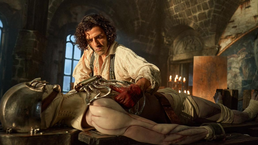 Oscar Isaac and Jacob Elordi in a still from Frankenstein