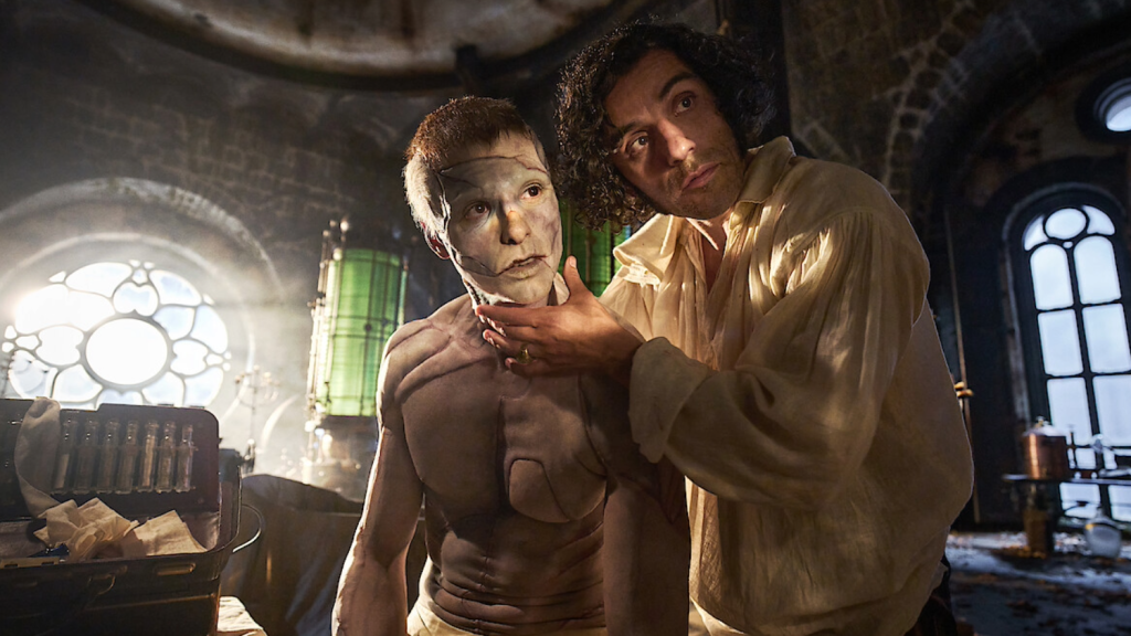 Oscar Isaac and Jacob Elordi in a still from Frankenstein