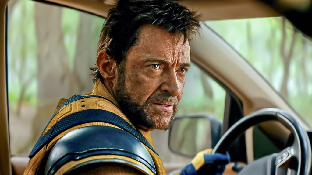 hugh jackman driving car in deadpool and wolverine