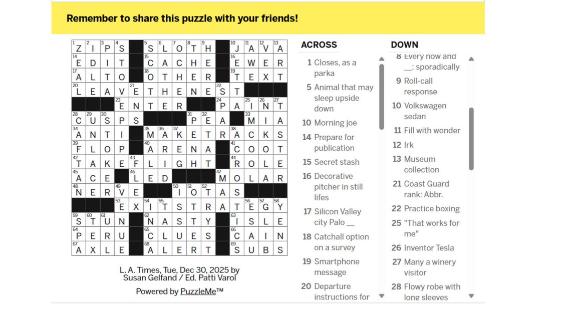 TIMES CROSSWORD SOLUTIONS visual data 6
