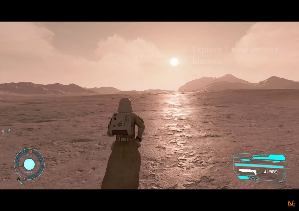 A still from Starfield using the Star Wars: Genesis mod.