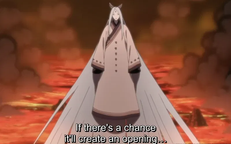 Kaguya chiến đấu với Naruto và Sasuke trong tập 463.