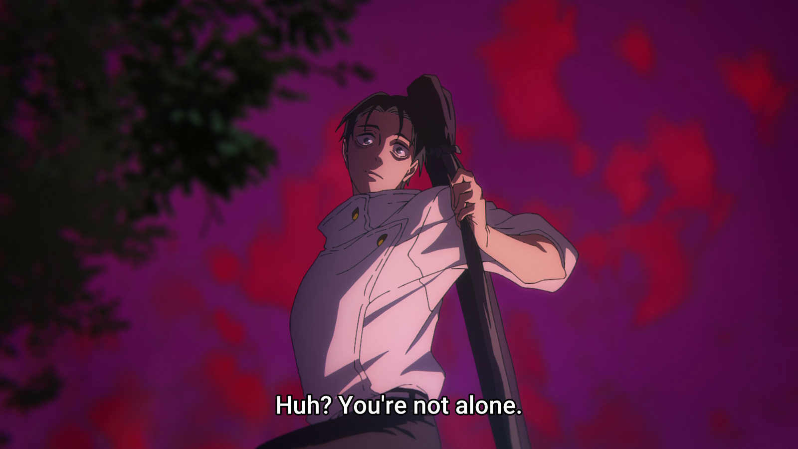 Yuta looking down on Yuji