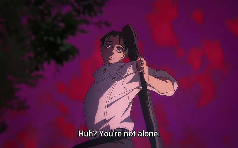 Yuta looking down on Yuji