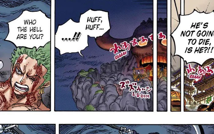 Trong chương 1038 của bộ truyện tranh One Piece của Eiichiro Oda, Zoro nhìn thấy một hình dáng giống bộ xương cầm lưỡi hái.