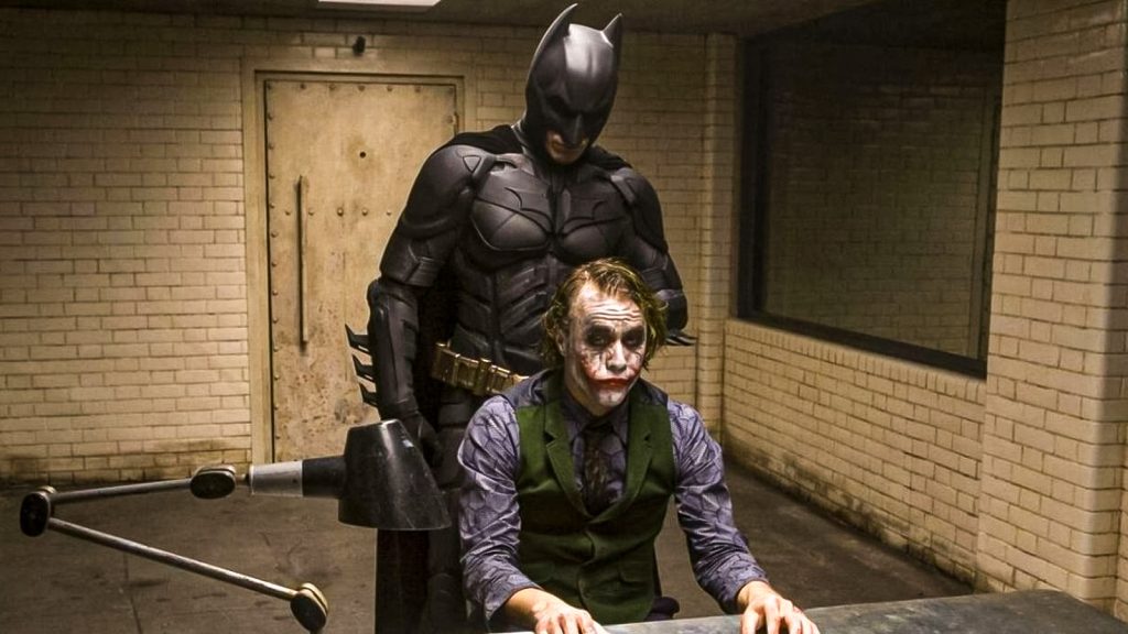 still of batman interrogating joker on batman the dark knight