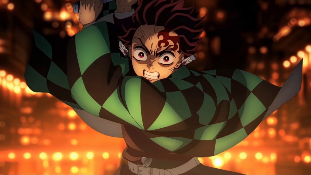Tanjiro in intense combat within the Infinity Castle.