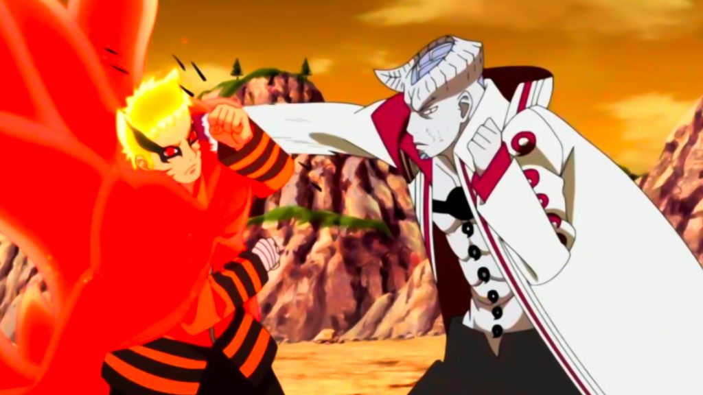 Naruto Uzumaki, in his powerful Baryon Mode, fights against Isshiki Otsutsuki. 