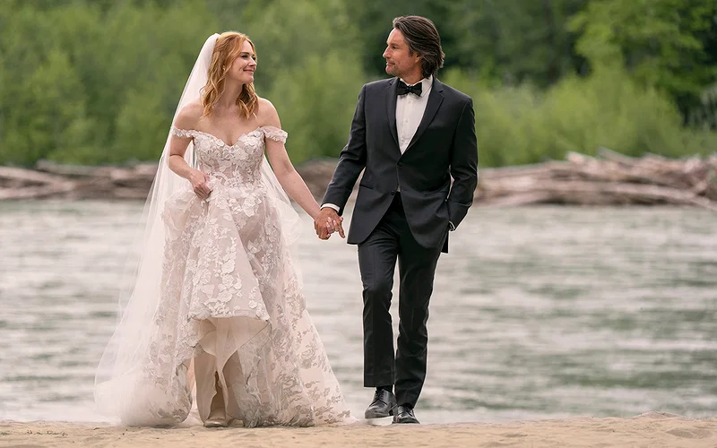mel and jack in a still from virgin river during their wedding