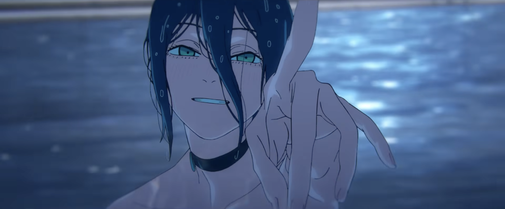 reze teaching denji swimming in chainsaw man movie