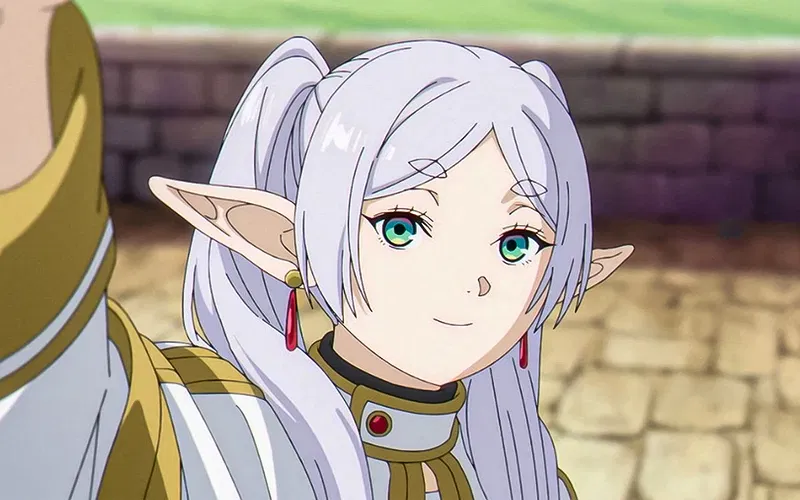 Hình ảnh cận cảnh của Frieren trong tập 28 mùa 1.