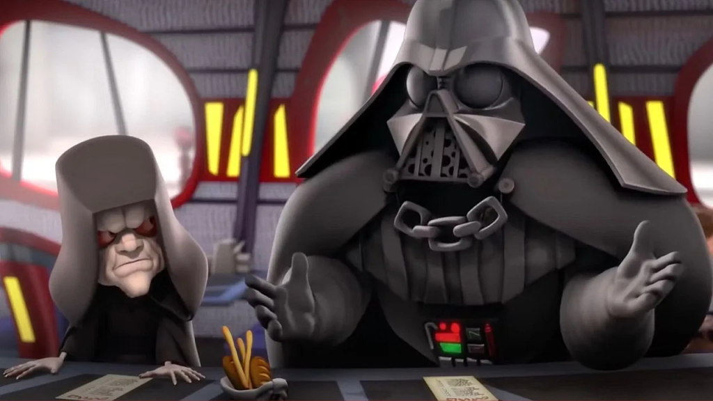 A still from Star Wars Detours. 