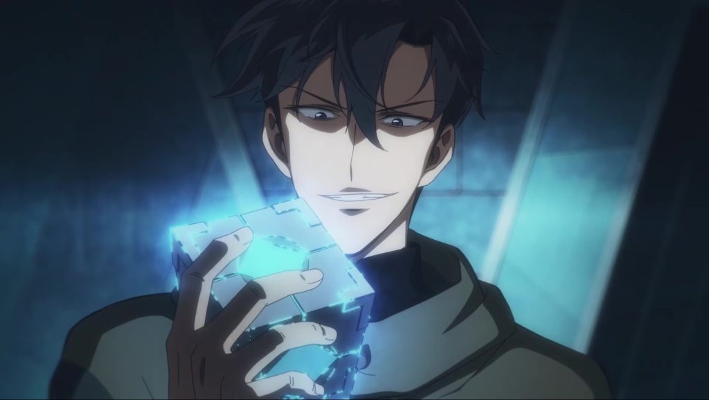 Joo-Heon smirking with an object in his hand in the trailer of Tomb Raider King anime