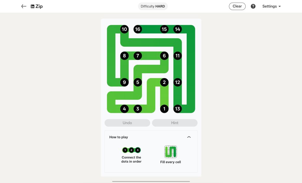 A screenshot of the Linkedin Games.