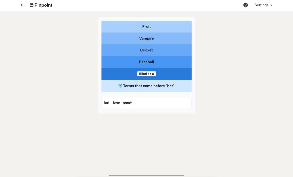 A screenshot of the Linkedin Games.