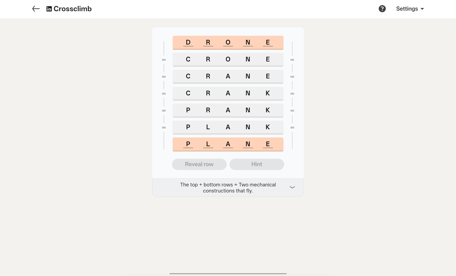 A screenshot of the Linkedin Games.