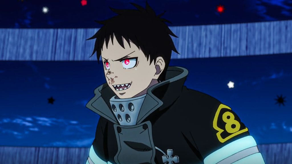 Shinra Kusakabe during an action still from Fire Force Season 3.