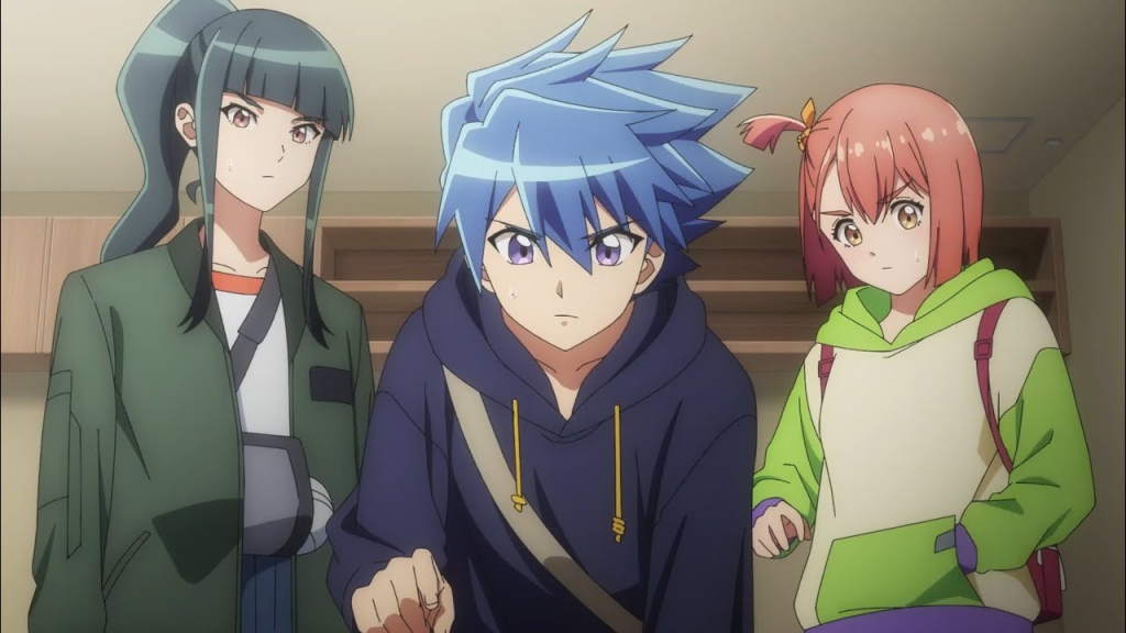 Win Katoru chỉ vào một thứ gì đó với vẻ mặt nghiêm túc.