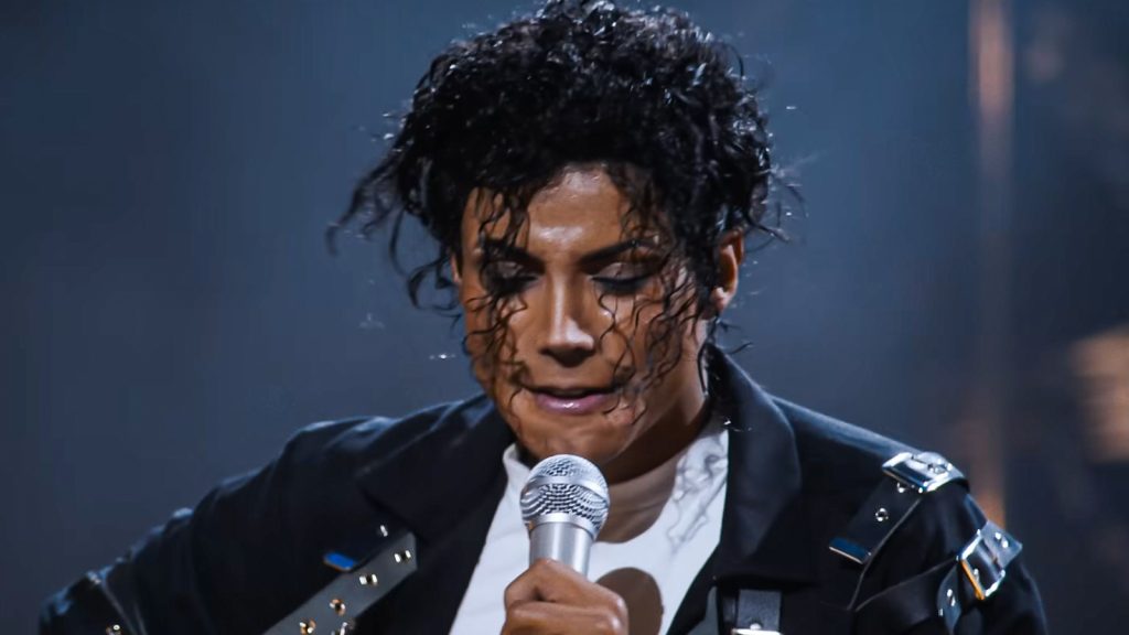 Jaafar Jackson's Michael, performing on stage