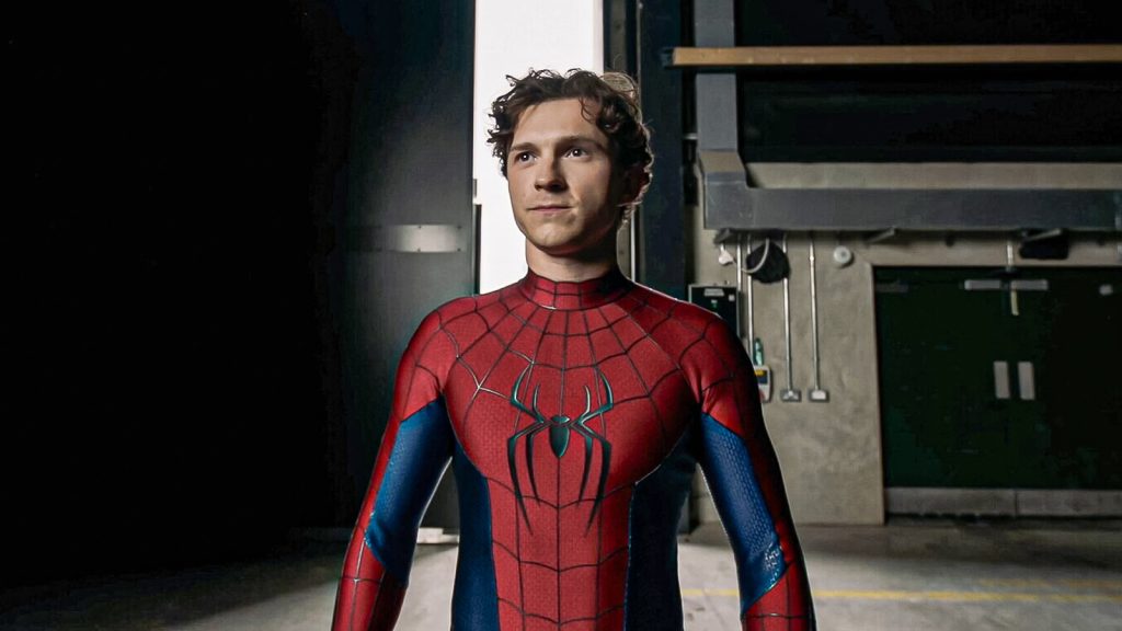 tom holland in spider man brand new day suit