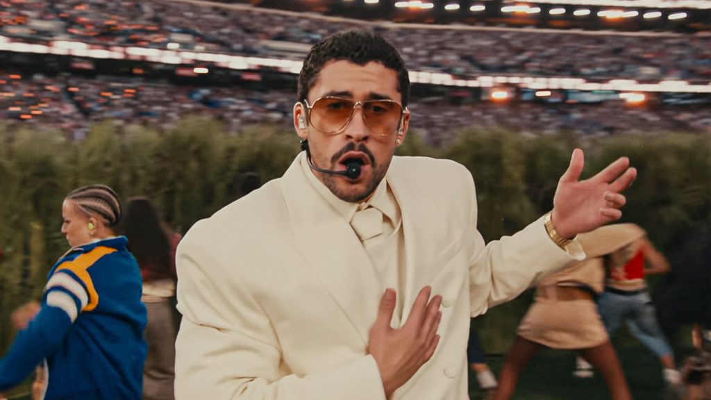 image of bad bunny at super bowl halftime show 2026