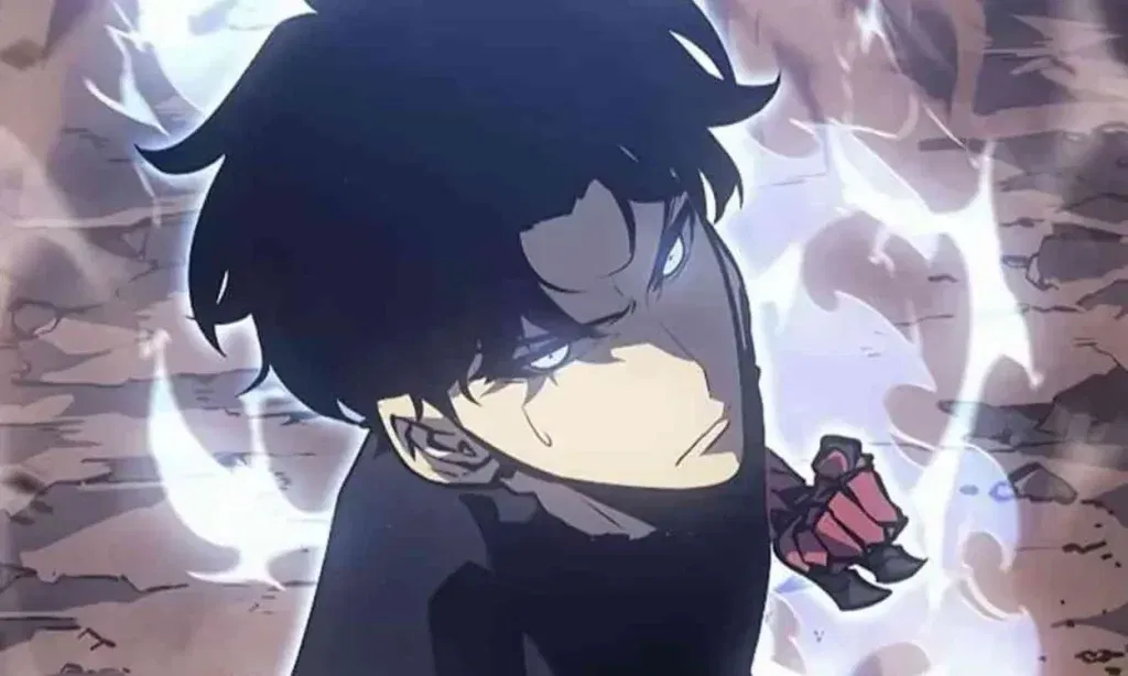 a still of sung jinwoo from solo leveling 