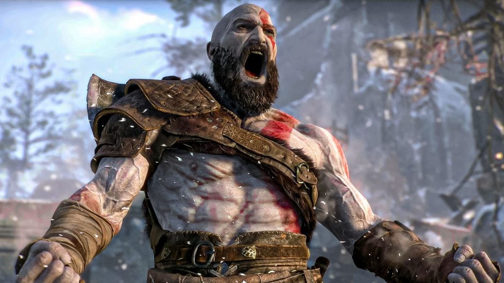 still of kratos in rage from god of war