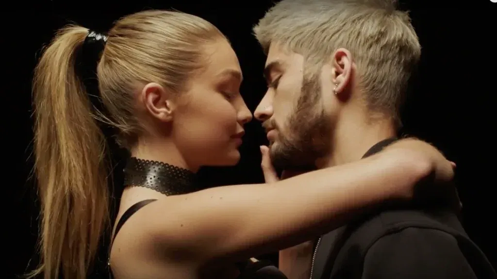 Gigi Hadid and Zayn Malik in a still from Pillowtalk