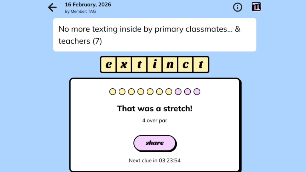 Minute Cryptic answer for today.