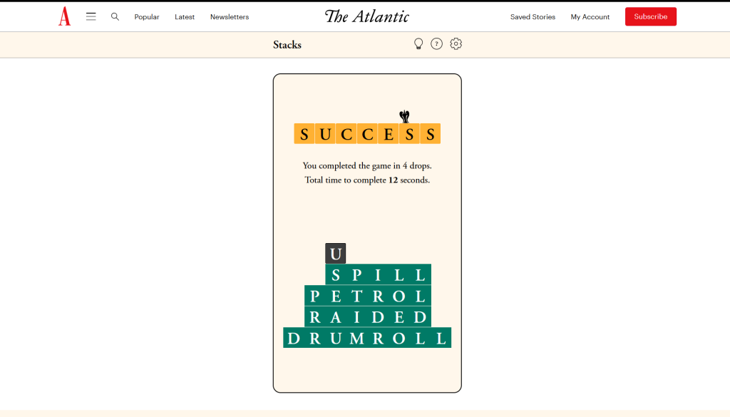 Solution for the atlantic Games' stacks puzzle