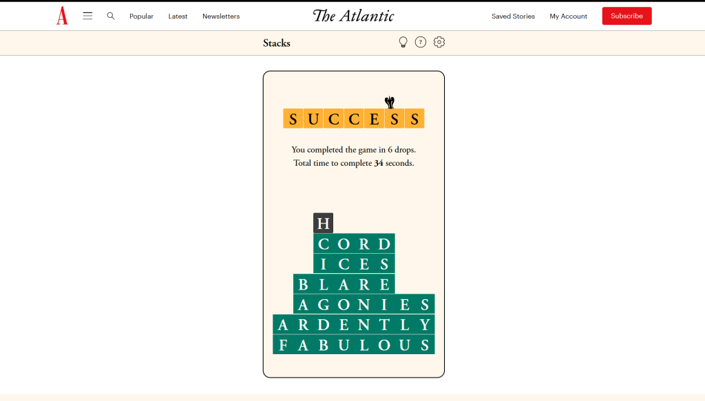 Solution for the atlantic games' bracket city puzzle