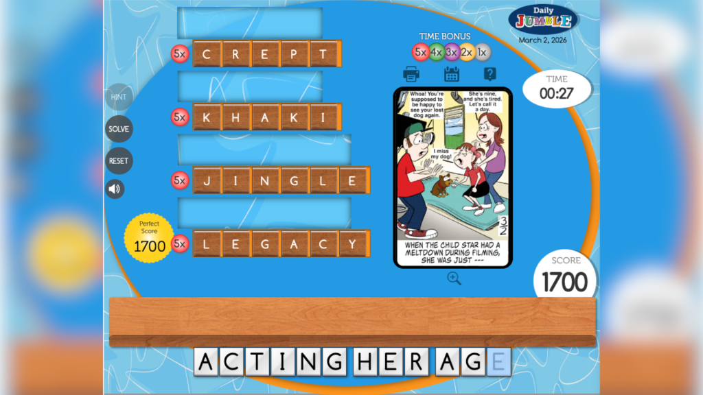 Jumble Hints and Answer for Today (March 2, 2026) 2