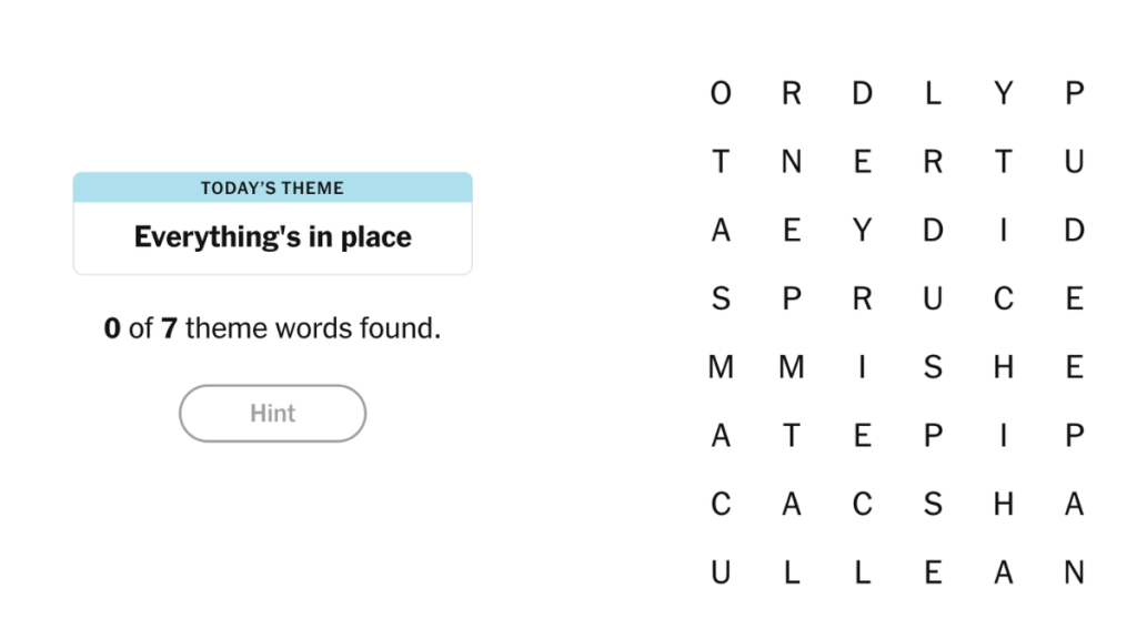 NYT Strands: (Everything's in place) Hints and Answers for Today (March 3, 2026) 1