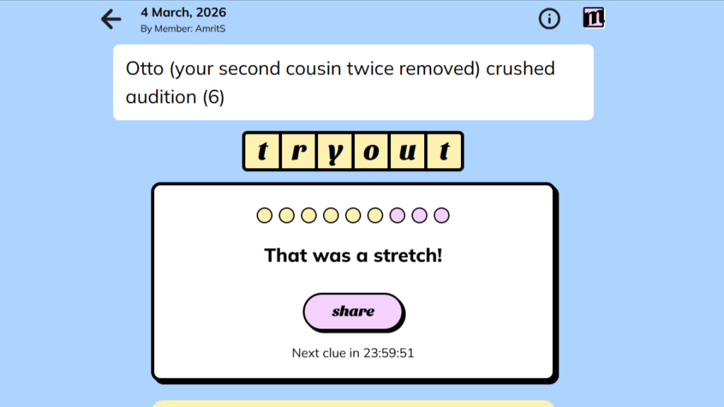 Minute Cryptic Answer for Today (March 4, 2026) 1