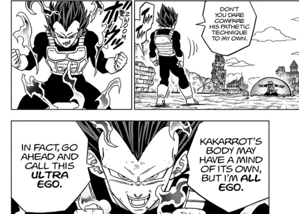 a manga panel of vegeta ultra ego from dragon ball super granolah arc