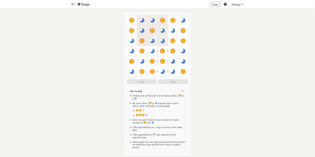 A screenshot of the LinkedIn Games.