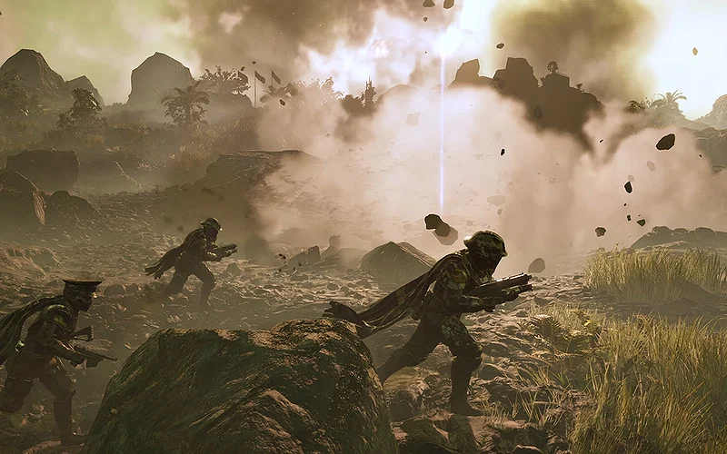 How to Get It and Is It Worth It? 3 A cinematic shot from the latest Helldivers 2 warbond trailer showing a squad of three players advancing through the battlefield.