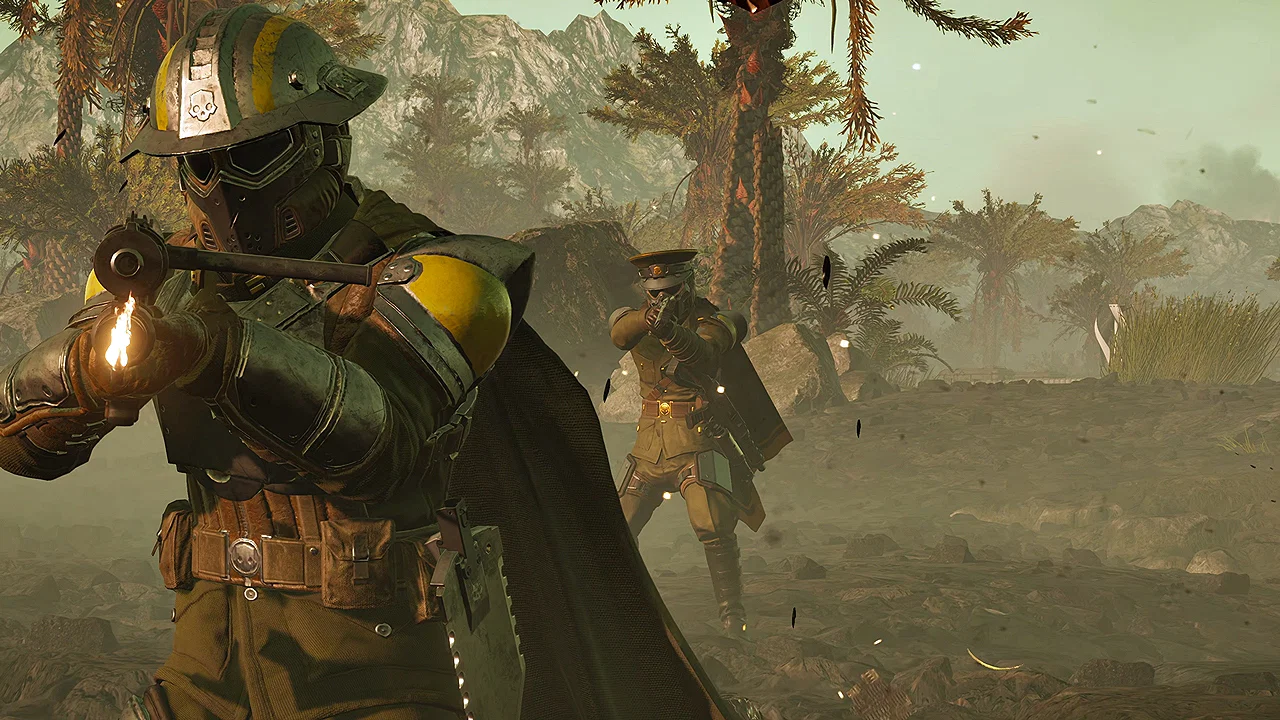 How to Get It and Is It Worth It? 19 Helldivers 2 trailer scene featuring a soldier covering another in combat.