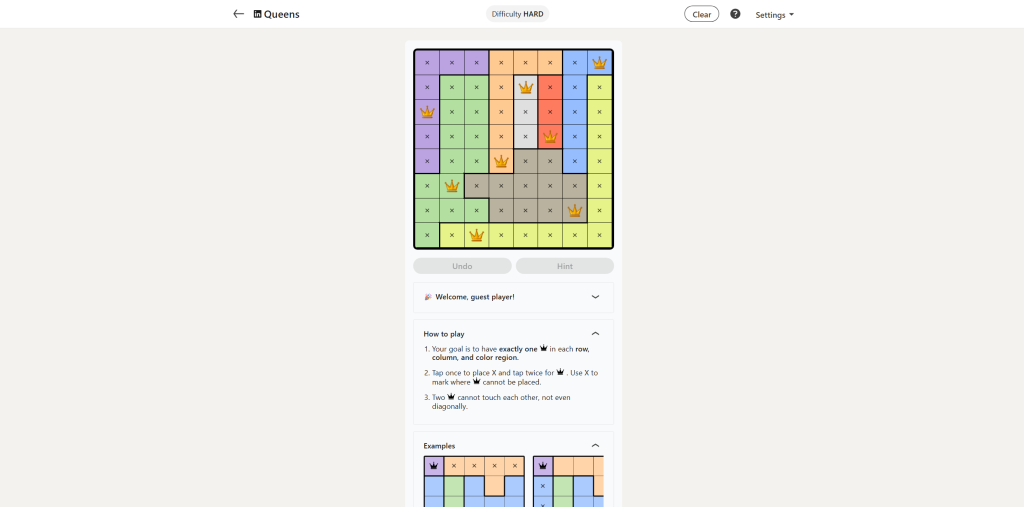 A screenshot of the LinkedIn Games.