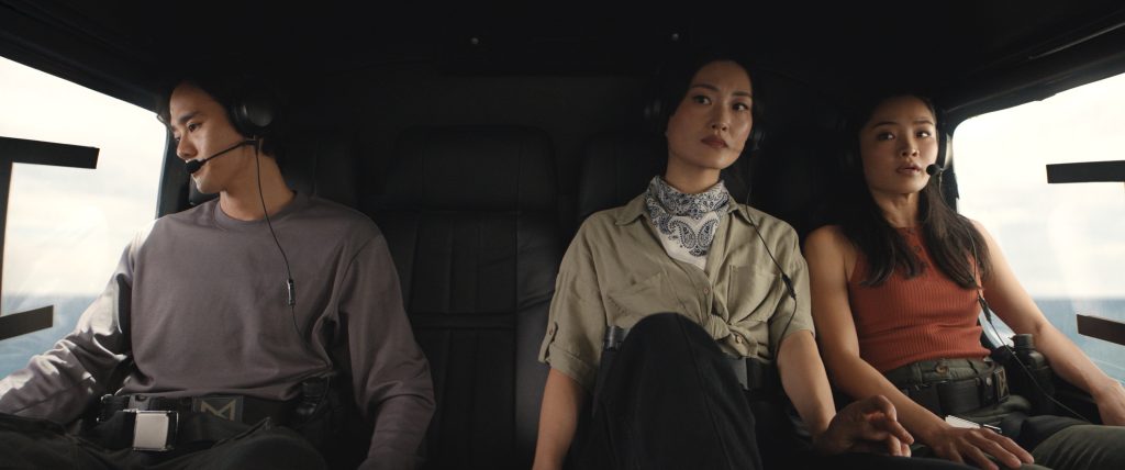 (L-R) Kentaro, Keiko, and Cate Randa (Ren Watabe, Mari Yamamoto, and Anna Sawai) in Monarch: Legacy of Monsters Season 2