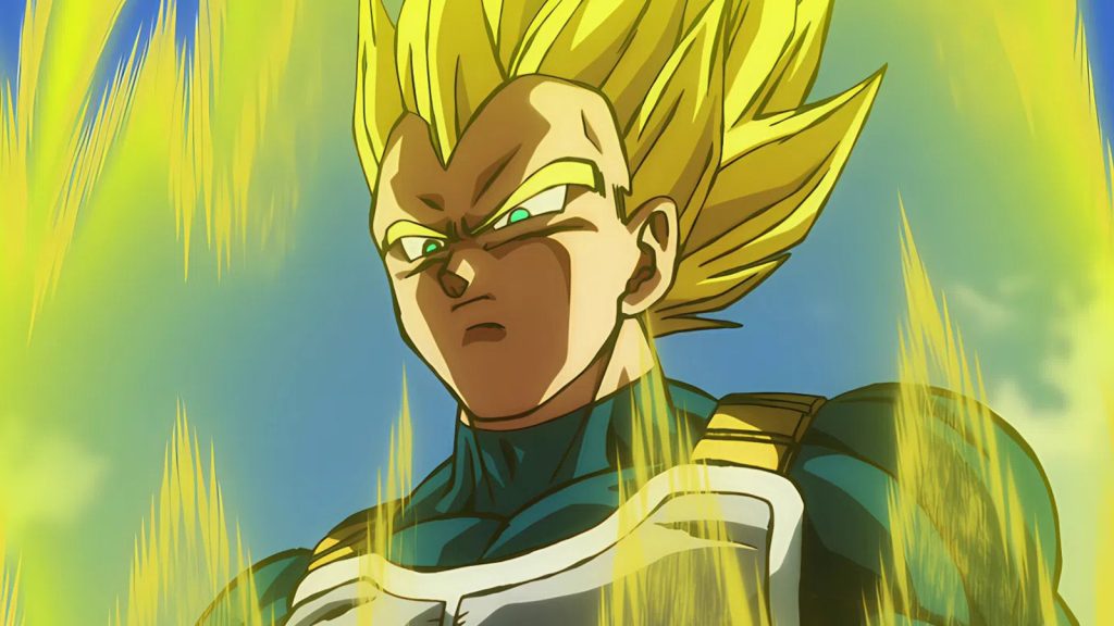 Vegeta in his Super Saiyan form from Dragon Ball series. 