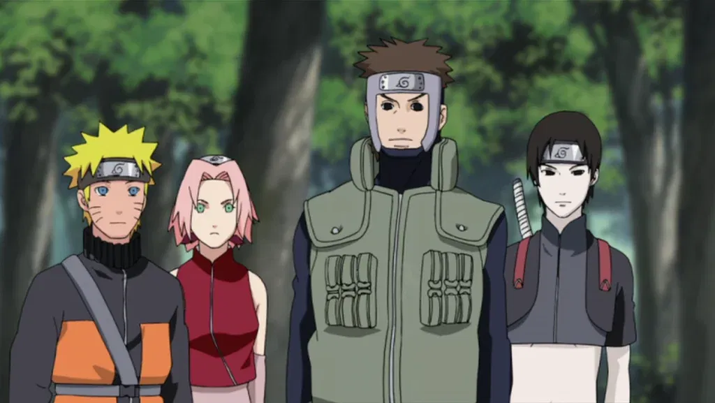  naruto, sakura, yamato, and sai from the anime