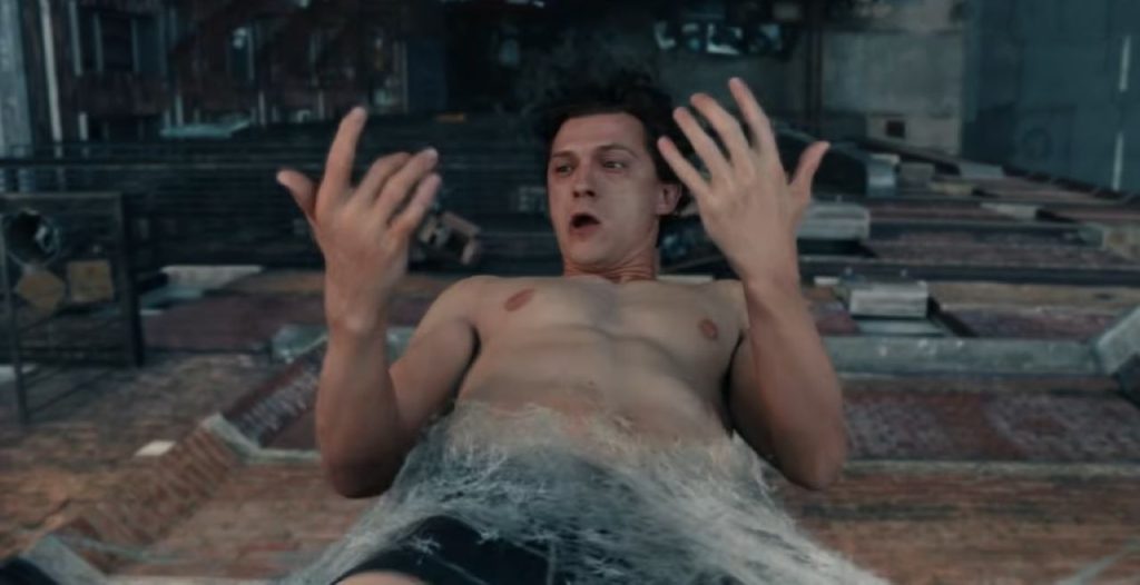 彼得被蛛网状茧体包裹的镜头（疑似变异）