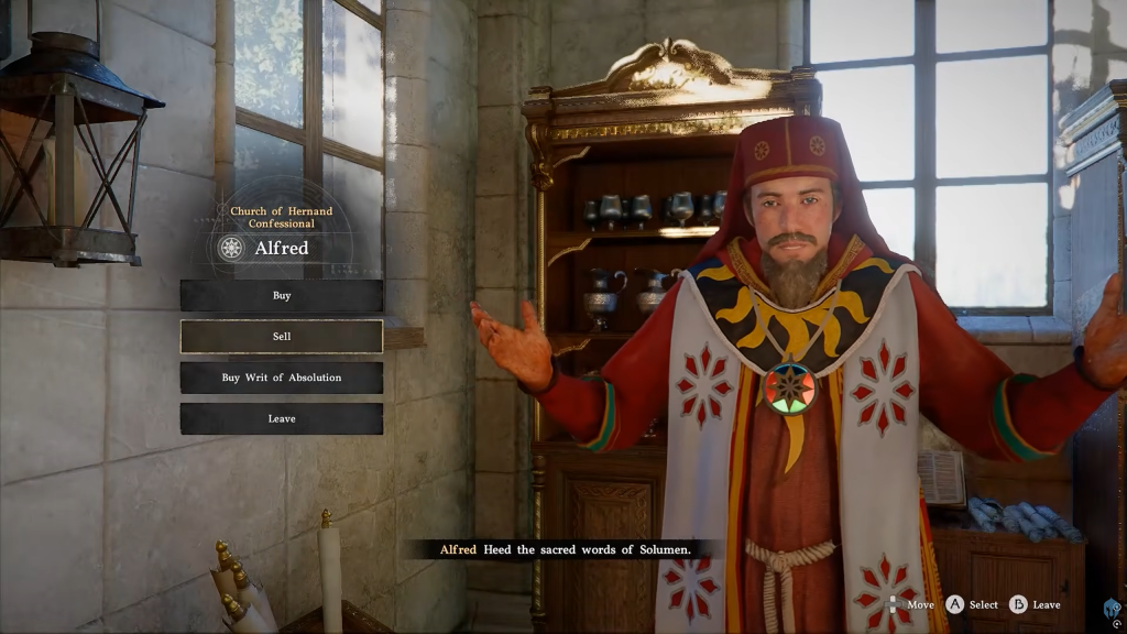 talking to a merchant in Crimson Desert